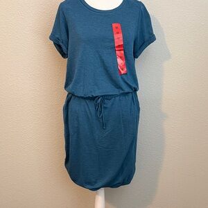 NWT Stylish Blue Drawstring Casual Dress